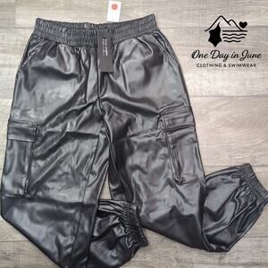 AQ Sport Faux Leather Jogger Pants Size S